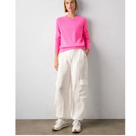 WHITE + WARREN Pink Essential Cashmere Crewneck XS - Picture 3 of 9